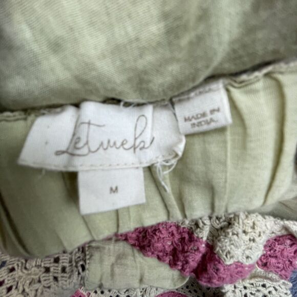 Let Me Be Top Anthropologie Womens Medium Crochet Knit Crop Beachy Boho Hippie - Picture 6 of 6